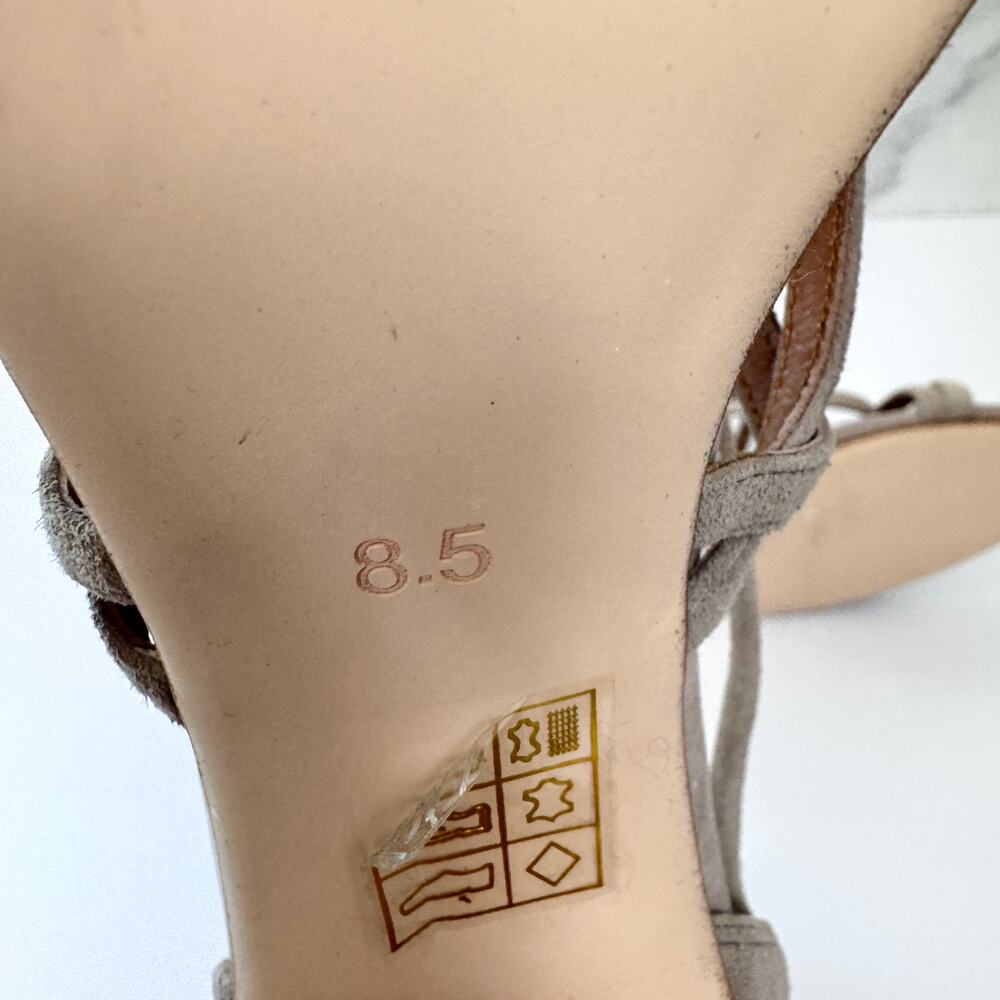 Jeffrey Campbell Womens Despina Sandals Size 8.5 Suede Strappy Fringe Boho Taupe - Picture 9 of 11